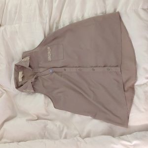 Thrifted Monteau v-neck Embellished Sleeveless Mauve- Beige work blouse